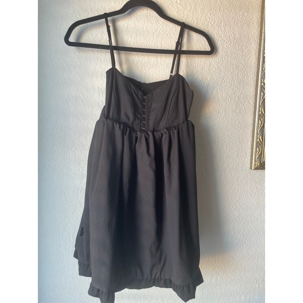 ASTR Unique Women's Babydoll Mini Dress Black Solid Coquette Summer Fall Size S - Picture 7 of 9